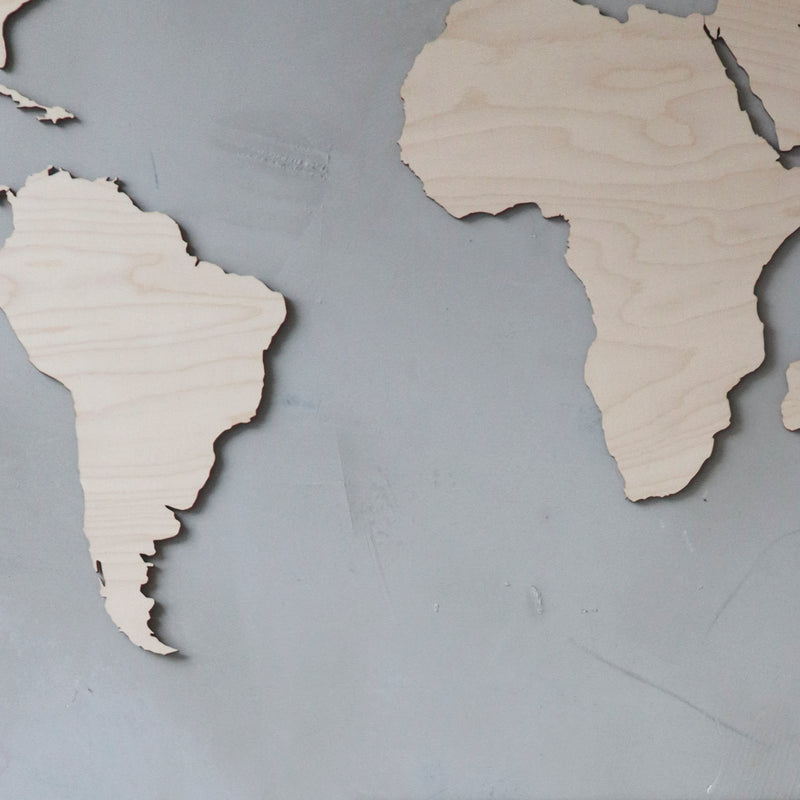 Wooden world map L