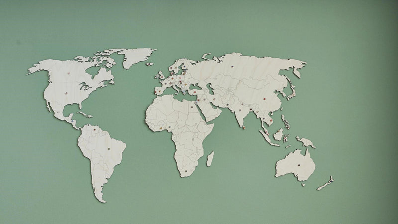 Wooden world maps