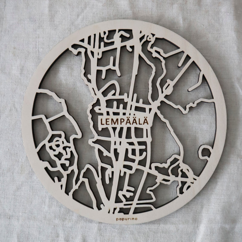 Wood map trivet