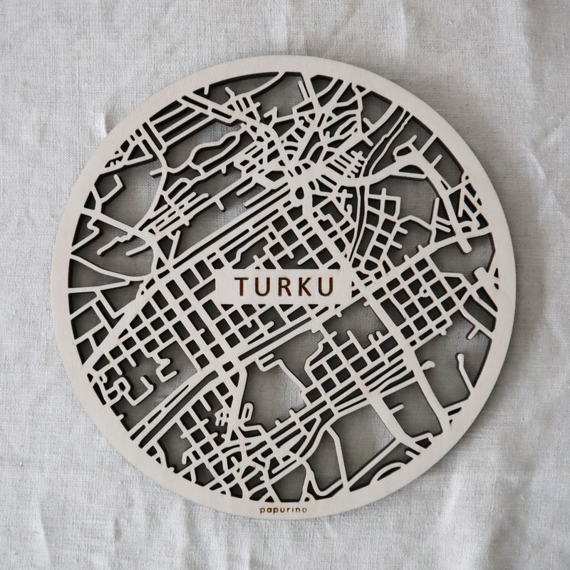 Wood map trivet