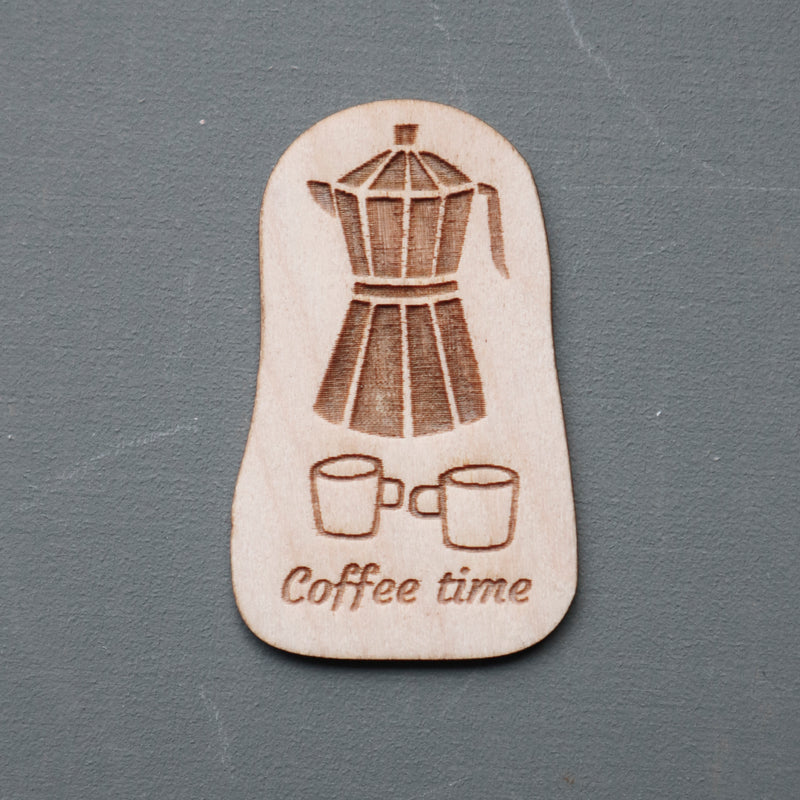 Coffee time wood sticker