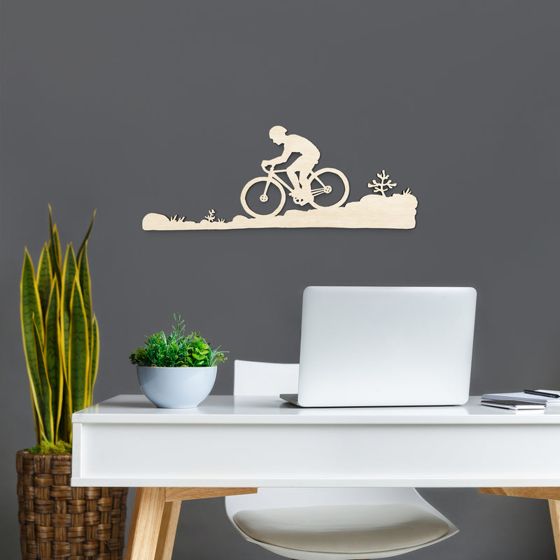 Décoration murale en bois "Cycliste"