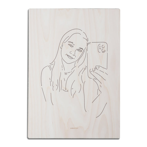 Wooden line art picture of your own photo