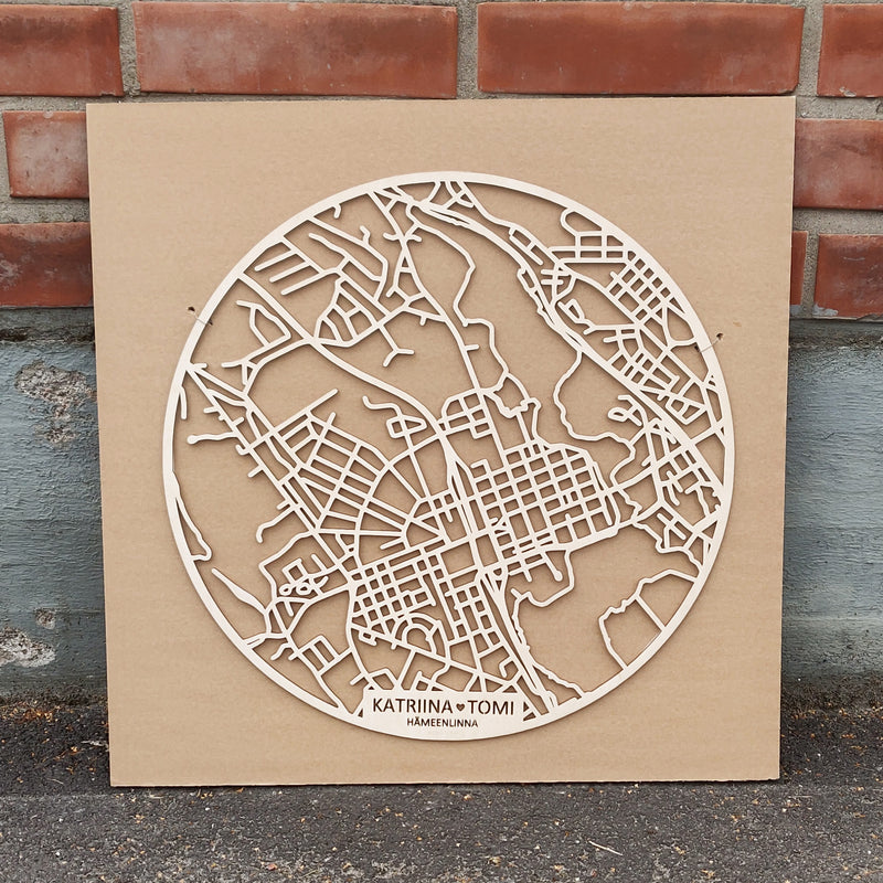 A wooden map of my own design (round)
