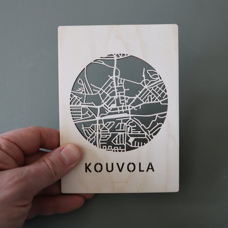 Carte postale plan de ville en bois (plusieurs options)