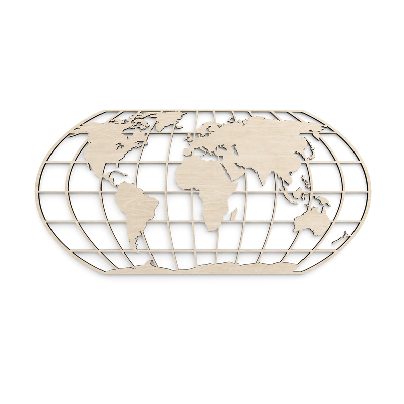 Méridien en bois - carte du monde