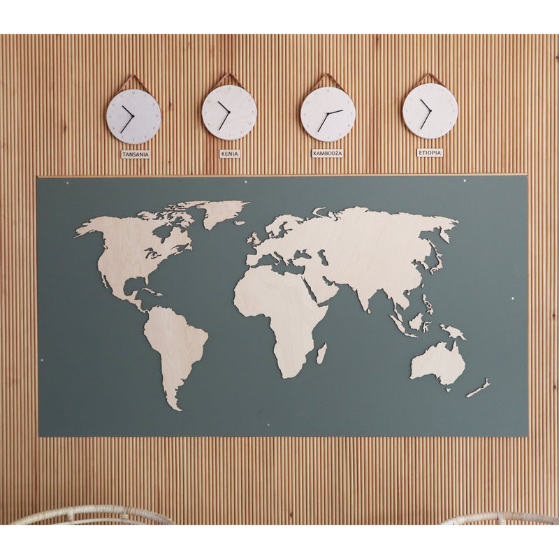Wooden world maps